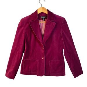 Rafaella Burgundy Velvet Blazer Jacket Size 6 Career Office Party Preppy